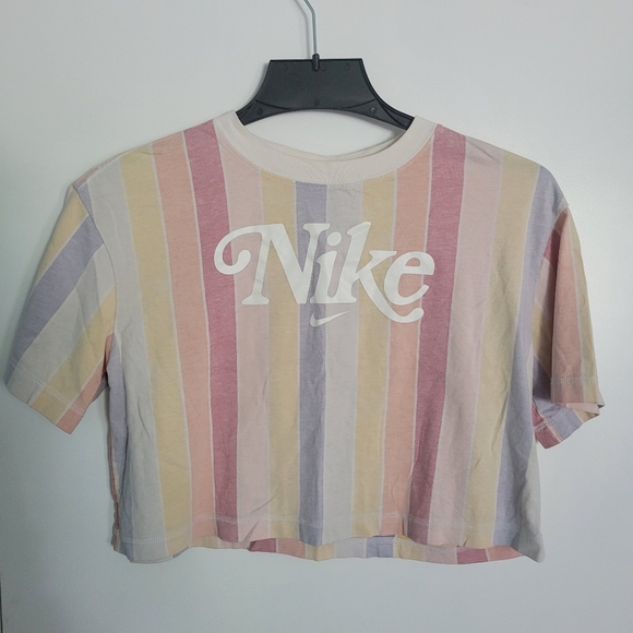 Nike Sportswear Retro Femme Print Stripped Boxy Crop Top Women's S - Picture 1 of 7